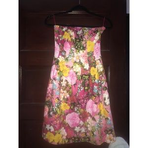 NY&C Strapless Floral Short Night Out Dress